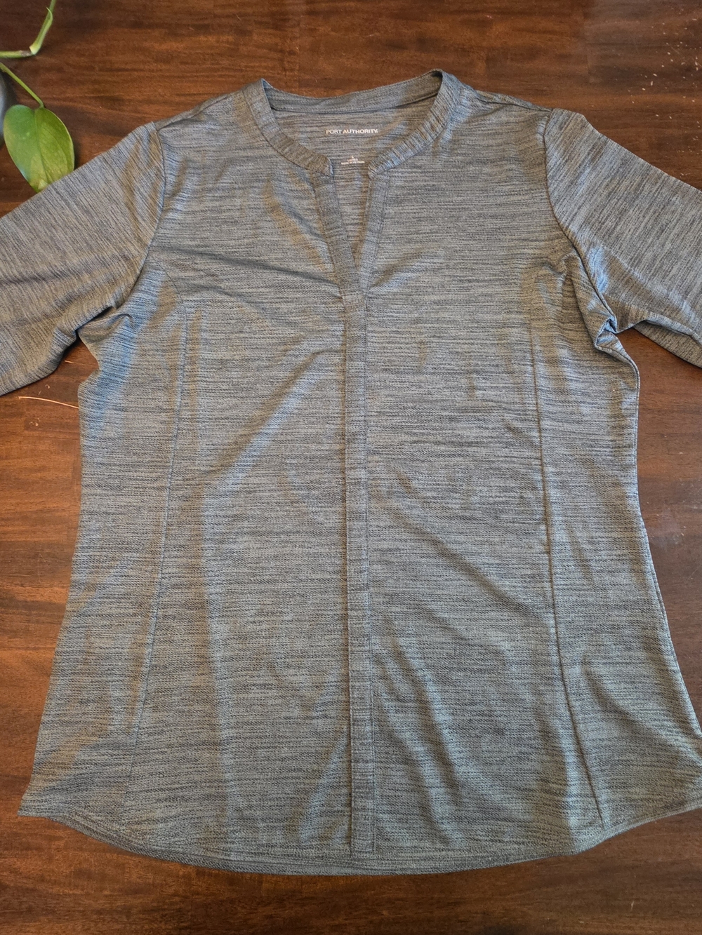 Port Authority Ladies Stretch Heather Open Neck Top Gray